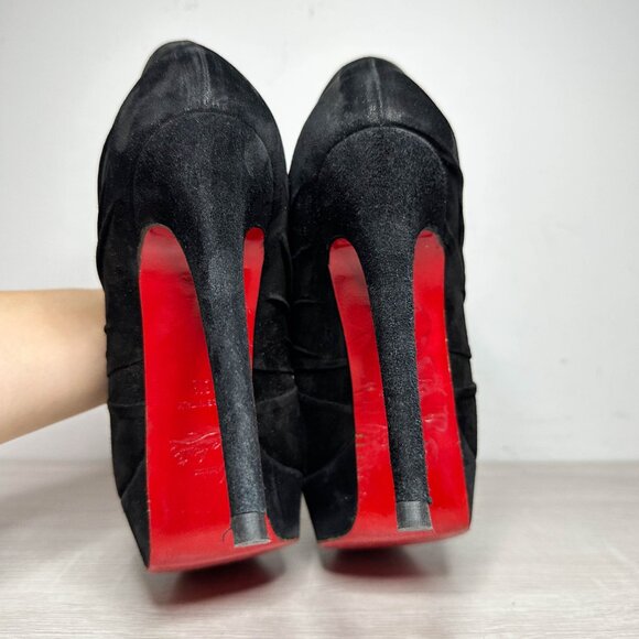 Louboutin Fastwist Black Suede Booties - Picture 6 of 10